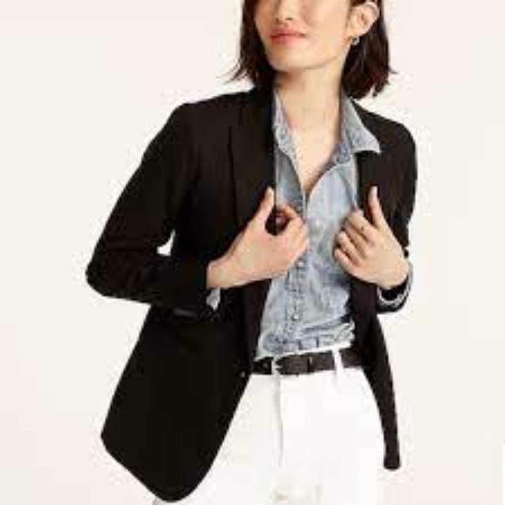 NWT: JCrew Parke Black Blazer in bi-stretch cotton Size 6